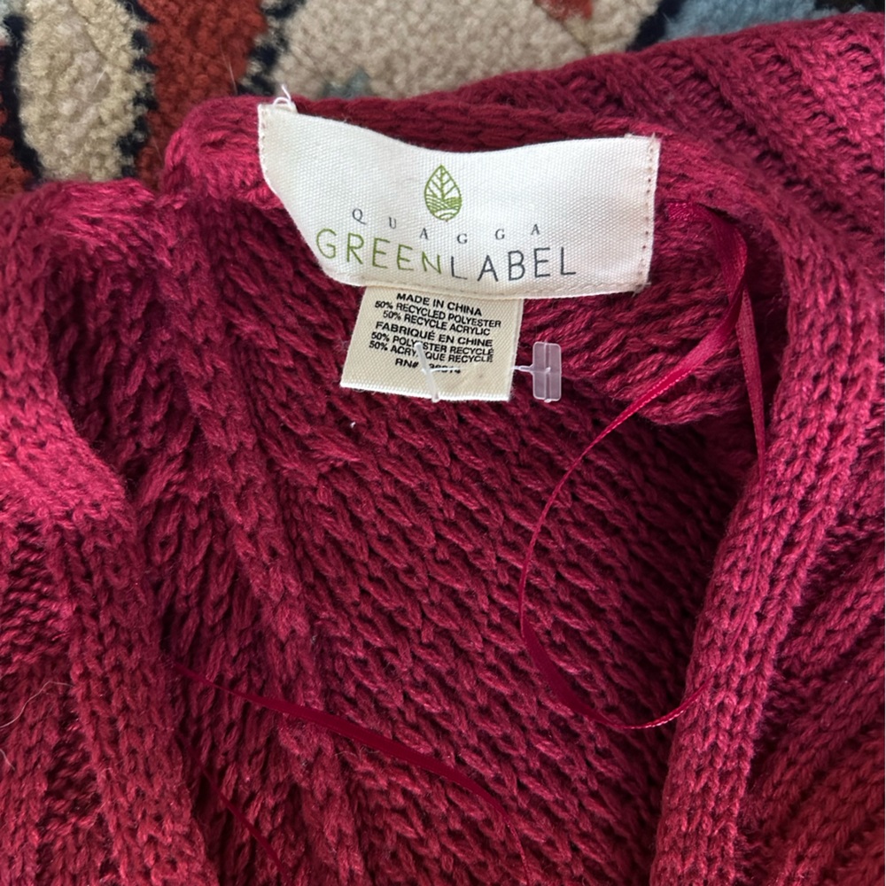Organic Green Label Maroon Knit Sweater scarf wrap